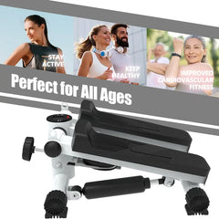 Upgraded Mini Stepper with LCD Monitor & Resistance Bands | Quiet Home Exercise Equipment | Supports Up to 330LBS