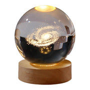 3D Galaxy Crystal Ball with LED Lamp Stand | Solar System Model Glass Sphere | Planets Display Light