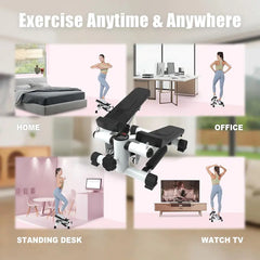 Upgraded Mini Stepper with LCD Monitor & Resistance Bands | Quiet Home Exercise Equipment | Supports Up to 330LBS