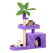 Wecharmer Cat Tree Tower for Indoor Cats | Plush Cat Condo with Green Leaves, Hanging Ball, and Leaf-Shaped Design | Cat Furniture with Scratching Posts