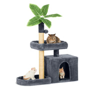 Wecharmer Cat Tree Tower for Indoor Cats | Plush Cat Condo with Green Leaves, Hanging Ball, and Leaf-Shaped Design | Cat Furniture with Scratching Posts