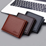 Men's Black PU Leather Wallet | Slim Credit Card Holder & Coin Purse | Short Money Bag for Men