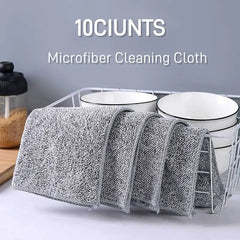 10-Pack Bamboo Charcoal Cleaning Cloths | Ultra Soft, Absorbent, Lint-Free & Streak-Free | Reusable Microfiber Towels for Household & Kitchen Cleaning