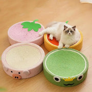 Cat Bed & Scratching Board Set - Cute Fruit Design Sisal Rope Round Pet Scratching Toy, Wear Resistant Cat Scratcher for Cat Furniture, Cat & Dog Supplies