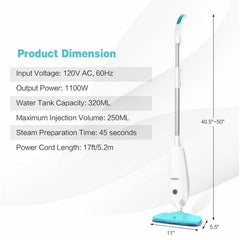 1100W Electric Steam Mop for Carpet Cleaning with Built-in Water Tank – Powerful & Versatile Steamer