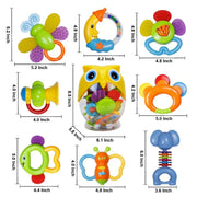 12-Piece Baby Rattle and Teether Set with Storage Box – Sensory & Developmental Toys for Newborns and Infants 0-12 Months