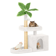 Wecharmer Cat Tree Tower for Indoor Cats | Plush Cat Condo with Green Leaves, Hanging Ball, and Leaf-Shaped Design | Cat Furniture with Scratching Posts