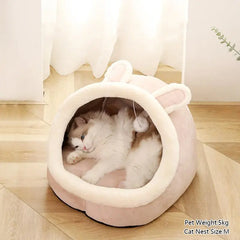 Cute Cartoon Animal Design Cat House - Semi-Closed Dinosaur & Animal Ear Shaped Cat Bed, Soft Warm Comfortable Spring Bedding Supplies for Pets - Perfect Mother's Day Gift