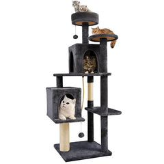 Wecharmer Cat Tree Tower for Indoor Cats | Plush Cat Condo with Green Leaves, Hanging Ball, and Leaf-Shaped Design | Cat Furniture with Scratching Posts