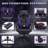 Purple Gaming Chair with Footrest | Reclining High Back Computer Chair for Big & Tall Gamers | Massage Feature Racing Style Office Chair