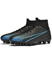 Summer 2024 Colorblock Lace-Up Football Training Shoes | Lightweight High-Top Outdoor Sports Cleats | Comfortable Knit Soccer Footwear