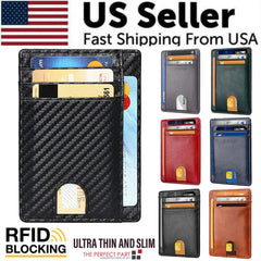 Men's Slim Leather Wallet | RFID Blocking Credit Card Holder & ID Pocket | PU Leather USA