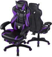 Purple Gaming Chair with Footrest | Reclining High Back Computer Chair for Big & Tall Gamers | Massage Feature Racing Style Office Chair