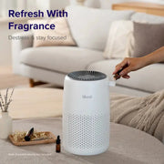 3-in-1 Home Bedroom Air Purifier with Scent Sponge - Enhances Sleep by Filtering Smoke, Allergens, Pet Hair, Odors & Dust - Ideal for Office & Desktop Use - Compact Portable Design, White