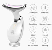 Wavy Chic 7-Color LED Microcurrent Facial Massager – Acne Treatment & Skin Firming Device for Face & Neck Rejuvenation