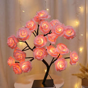 USB Rose Flower Tree Lamp with 24 LED Lights - Tabletop Home Decor and Party, Christmas, Wedding, Bedroom Lighting