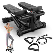 Upgraded Mini Stepper with LCD Monitor & Resistance Bands | Quiet Home Exercise Equipment | Supports Up to 330LBS