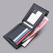 Men's Black PU Leather Wallet | Slim Credit Card Holder & Coin Purse | Short Money Bag for Men