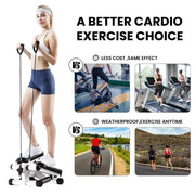 Health & Fitness Mini Stepper for Home Exercise | Stair Step Workout Machine with Resistance Bands & LCD Monitor | 330LBS Capacity