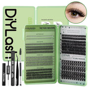 Natural Look Eyelash Extensions Kit | 551 Clusters with Glue, Tweezers, Brush & Remover | Professional Eyelash Extensions for Women