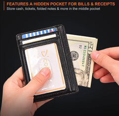 Men's Slim Leather Wallet | RFID Blocking Credit Card Holder & ID Pocket | PU Leather USA