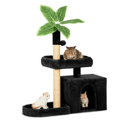 Wecharmer Cat Tree Tower for Indoor Cats | Plush Cat Condo with Green Leaves, Hanging Ball, and Leaf-Shaped Design | Cat Furniture with Scratching Posts