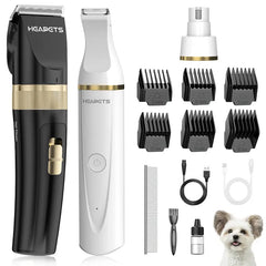 Heapets Cordless Pet Grooming Clipper & Trimmer Combo | Quiet & Rechargeable | 3-Hour Battery Life | Adjustable Blades & 6 Guide Combs for Easy At-Home Grooming