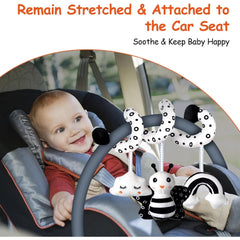 Baby Car Seat Toys – Musical Plush Spiral Activity Toy for Stroller and Infant – Engaging Hanging Toys for Newborns 0-12 Months