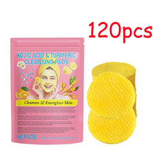 120PCS Exfoliating Face Cleansing Sponges | Turmeric & Kojic Acid Facial Pads for Dead Skin Removal & Skin Exfoliation