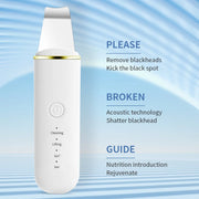 USB Rechargeable Ultrasonic Facial Skin Scrubber – Electric Pore Deep Cleansing Spatula with 250mAh Battery, 4 Modes, and Blackhead Scraper | Portable Skin Care Beauty Tool