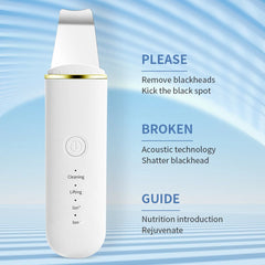 USB Rechargeable Ultrasonic Facial Skin Scrubber – Electric Pore Deep Cleansing Spatula with 250mAh Battery, 4 Modes, and Blackhead Scraper | Portable Skin Care Beauty Tool