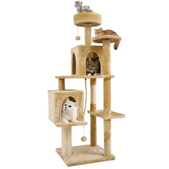 Wecharmer Cat Tree Tower for Indoor Cats | Plush Cat Condo with Green Leaves, Hanging Ball, and Leaf-Shaped Design | Cat Furniture with Scratching Posts