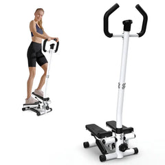 Upgraded Mini Stepper with LCD Monitor & Resistance Bands | Quiet Home Exercise Equipment | Supports Up to 330LBS