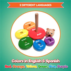  Wooden Stacking Rings - Bilingual Educational Toy for 2-Year-Olds | Learn Rainbow Colors in English & Spanish with Toddler Learning Games & Activities Ebook