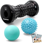 3-in-1 Massage Ball & Foot Roller Set - Spiky Ball, Lacrosse Ball, and Ergonomic Roller for Plantar Fasciitis & Muscle Pain Relief