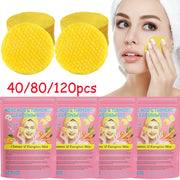 120PCS Exfoliating Face Cleansing Sponges | Turmeric & Kojic Acid Facial Pads for Dead Skin Removal & Skin Exfoliation