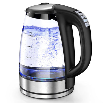 2.0L Glass Electric Kettle – 1200W Variable Temperature Control, 8-Cup Capacity, 4-Hour Keep Warm, Boil-Dry Protection