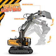 Remote Control Excavator – 11 Channel RC Construction Vehicle Toy with Rechargeable Battery, Lights & Sounds – Perfect Gifts for Kids Ages 3-12