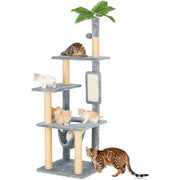 Wecharmer Cat Tree Tower for Indoor Cats | Plush Cat Condo with Green Leaves, Hanging Ball, and Leaf-Shaped Design | Cat Furniture with Scratching Posts