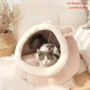 Cute Cartoon Animal Design Cat House - Semi-Closed Dinosaur & Animal Ear Shaped Cat Bed, Soft Warm Comfortable Spring Bedding Supplies for Pets - Perfect Mother's Day Gift