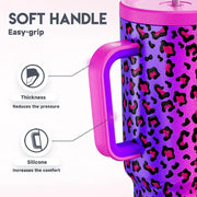 40oz Portable Spring Tumbler Cup with Handle - Food Grade  Insulated Vacuum Tumbler with Lid and Straws, Reusable Leak-Resistant Water Bottle