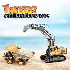 Remote Control Excavator – 11 Channel RC Construction Vehicle Toy with Rechargeable Battery, Lights & Sounds – Perfect Gifts for Kids Ages 3-12