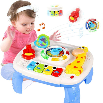 Musical Learning Activity Table for Babies 6-12 Months – Fun Early Education Toy for 1-3 Year Olds, Interactive Play Center with Lights & Sounds