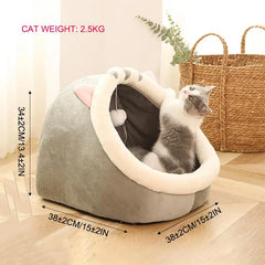 Cute Cartoon Animal Design Cat House - Semi-Closed Dinosaur & Animal Ear Shaped Cat Bed, Soft Warm Comfortable Spring Bedding Supplies for Pets - Perfect Mother's Day Gift