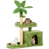 Wecharmer Cat Tree Tower for Indoor Cats | Plush Cat Condo with Green Leaves, Hanging Ball, and Leaf-Shaped Design | Cat Furniture with Scratching Posts