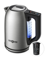 1.7L Stainless Steel Electric Kettle – 6 Temperature Settings, Strix Thermostat, Touch Control, Fast Boiling, Silver