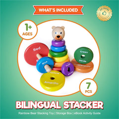  Wooden Stacking Rings - Bilingual Educational Toy for 2-Year-Olds | Learn Rainbow Colors in English & Spanish with Toddler Learning Games & Activities Ebook