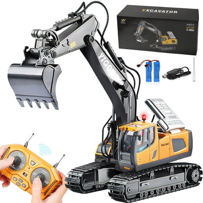 Remote Control Excavator – 11 Channel RC Construction Vehicle Toy with Rechargeable Battery, Lights & Sounds – Perfect Gifts for Kids Ages 3-12