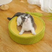 Cat Bed & Scratching Board Set - Cute Fruit Design Sisal Rope Round Pet Scratching Toy, Wear Resistant Cat Scratcher for Cat Furniture, Cat & Dog Supplies