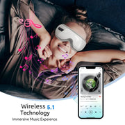 Rechargeable Eye Massager with Heat, Balloon Massage, & Vibration – Wireless Music Eye Mask with Adjustable Fit and Voice Prompts for Eye Fatigue Relief